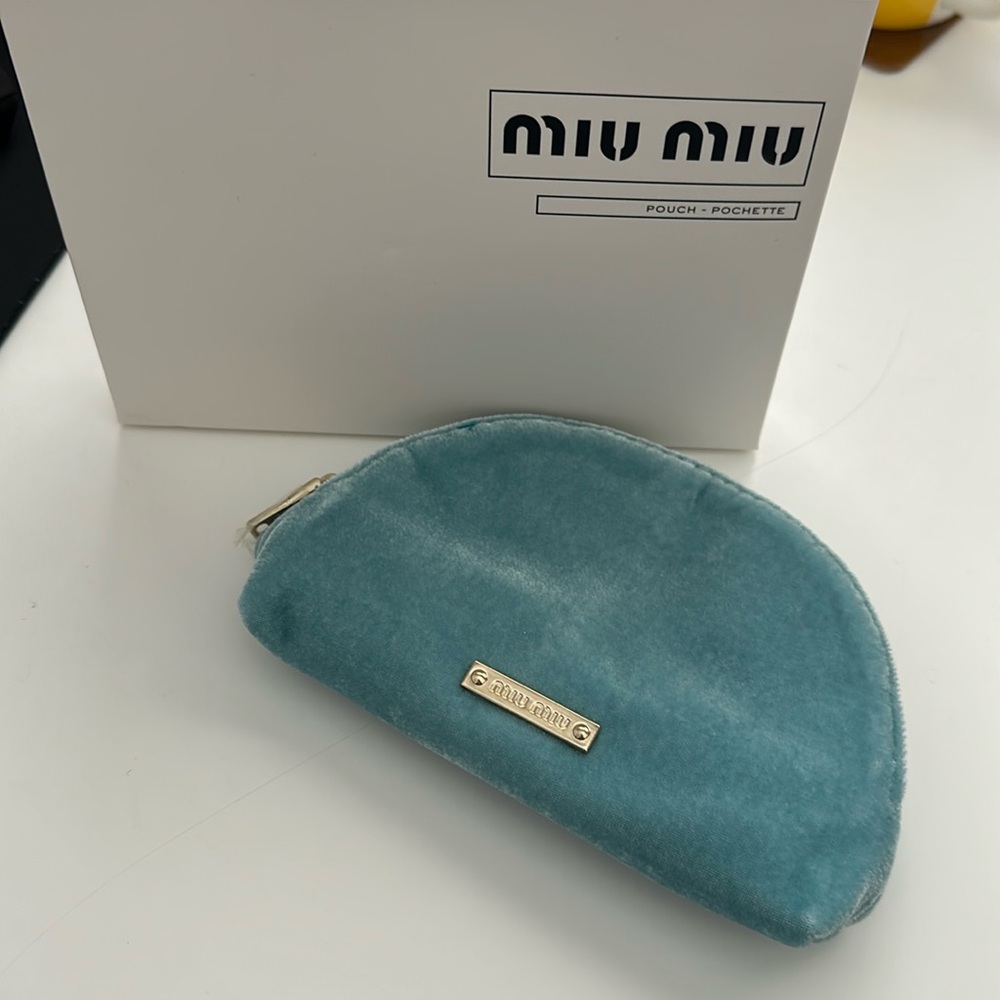 Miu Miu Pouch Velvet Blue with zipper